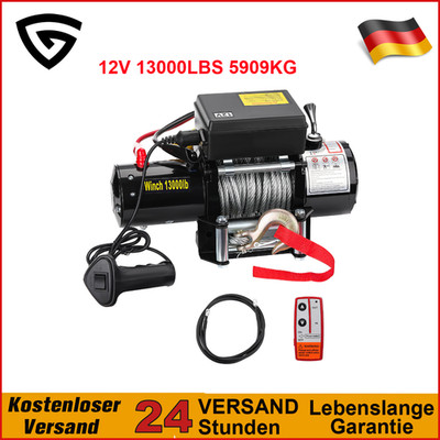 12V Motorwinde Seilwinde 13000LBS 5909kg Elektrisch Offroad Stahlseil Funk