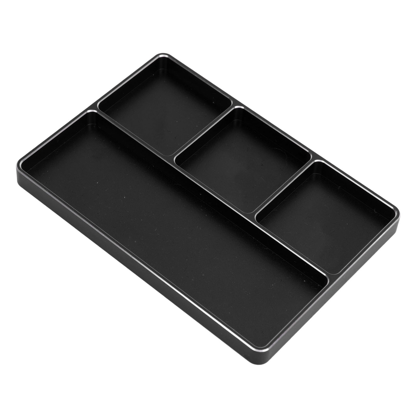 ✿ Black RC Repair Screw Tray 4 Grids Aluminum Alloy Screw Tray With Magnetic EC