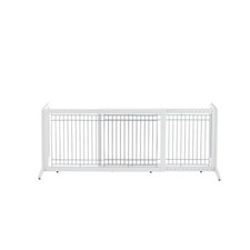 Richell Freestanding Pet Gate, Large, Origami White Hardwood Freestanding Adjust