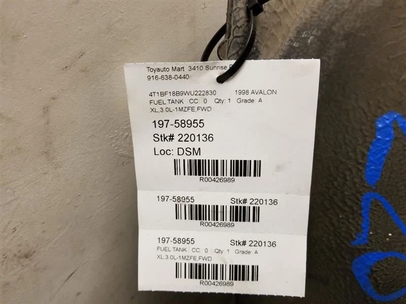 1998 TOYOTA AVALON XL 3.0L 6CYL GAS FUEL TANK ASSEMBLY  Foto 3 de 4