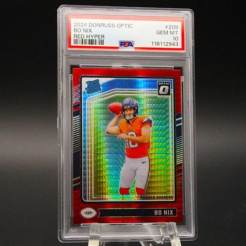 🔥🚀 2024 Optic BO NIX Red Hyper RATED ROOKIE #209 PSA 10 GEM MINT! Broncos 🚀🔥