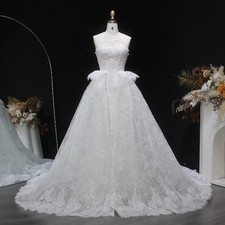 Romantic Lace Halter Long Wedding Dresses Sexy Princess Sleeveless Bride Gowns