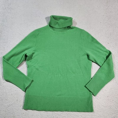 Victor Alfaro Sweater Womans Large Green Cashmere Turtleneck Long Sleeve