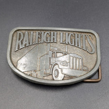 Raleigh Lights Cigarettes Semi Truck Trucking 1980's Vintage Belt Buckle