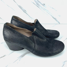 Dansko Robin Black Nubuck Leather Heeled Slip On Loafers Womens EU 39 US 8.5 - 9