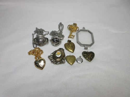 LOT OF LOCKETS VINTAGE TO NOW NECKLACE FLORAL HEART #92 - Picture 2 of 10