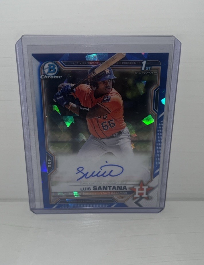 2021 Bowman Chrome Sapphire Luis Santana 1st Autograph #BSPA-LS Astros Tigers