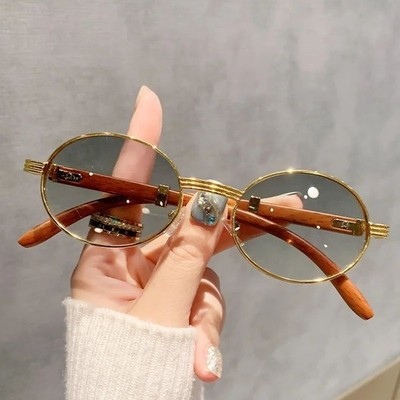 Men's Classic Vintage Retro Style Sun Glasses Classy Ellipse Gold Fashion Frame