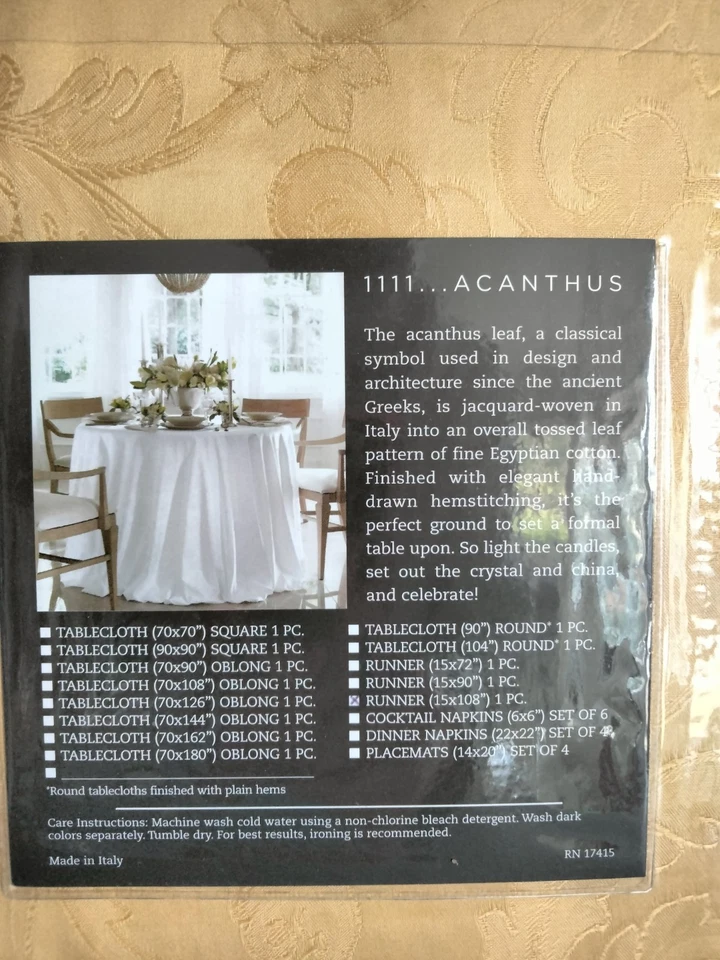 New Sferra Acanthus Gold Table Runner 15" x 108" - Image 4 of 4