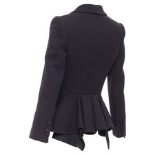 Alexander Mcqueen 2016 Wool Silk Sculpted Peplum Blazer Jacket It38 Xs Size 38
