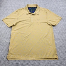 William Murray Polo Shirt Mens L Yellow Golf Cocktails Print Performance READ