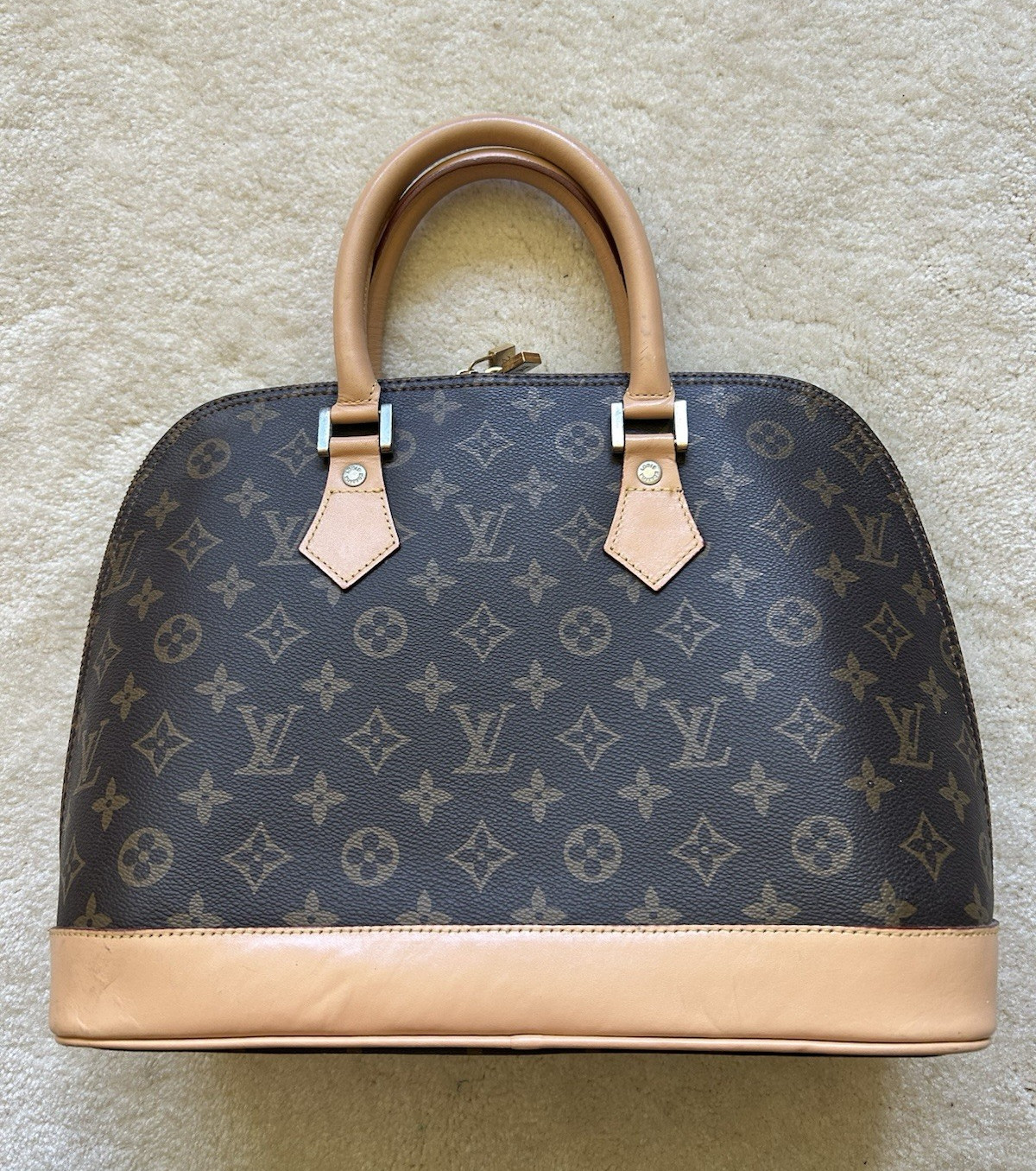 Louis Vuitton Monogram Canvas Alma Top Handle Satchel Zip Brown/Tan Gold