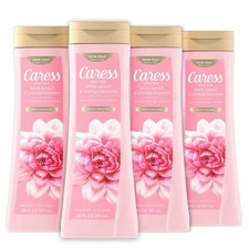 Caress Daily Silk Body Wash 20 Fl Oz Pack of 4 White Peach Orange Blossom