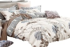 Daisy Silhouette Reversible Floral Print 3-Piece 100 Cotton Bedding Set: Duvet