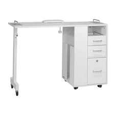 Taylor Manicure Table Nail Desk Extendable Station Cart Trolley, White