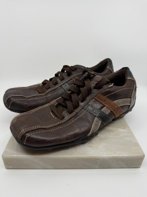 Skechers 61181 Brown Oxford Relaxed Step SNEAKERS Shoes Leather