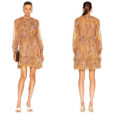 Zimmermann Concert Dress Size 2 AU12/US8 Silk Pailsey Print Long Sleeve Lace Up