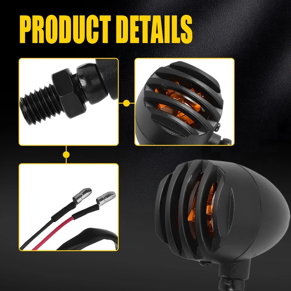 For 12V motorcycles / motorbikes Halogen Turn Signals Light Blinker Amber 2PCS - Image 3 of 4