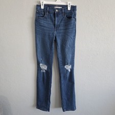 Levis Womens 724 High Rise Straight Distressed Denim Blue Jeans w/Stretch Sz 26