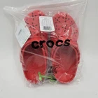 Crocs Kids Classic Clogs Floral Cut Out Girls Size 4 Cherry Red Youth NEW