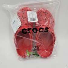 Crocs Kids Classic Clogs Floral Cut Out Girls Size 4 Cherry Red Youth NEW