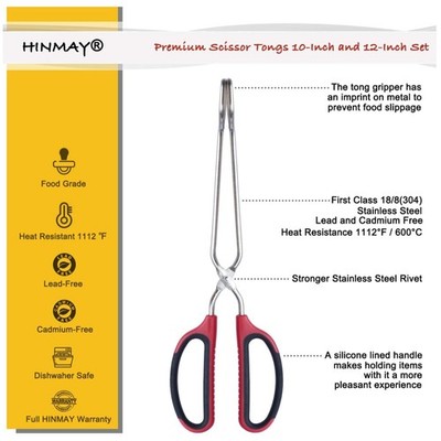 Professional Stainless Steel Scissor Tongs Set
