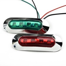 LED Boat Navigation Lights Red/Green Left/Right Chrome Finish 12V Universal Bow