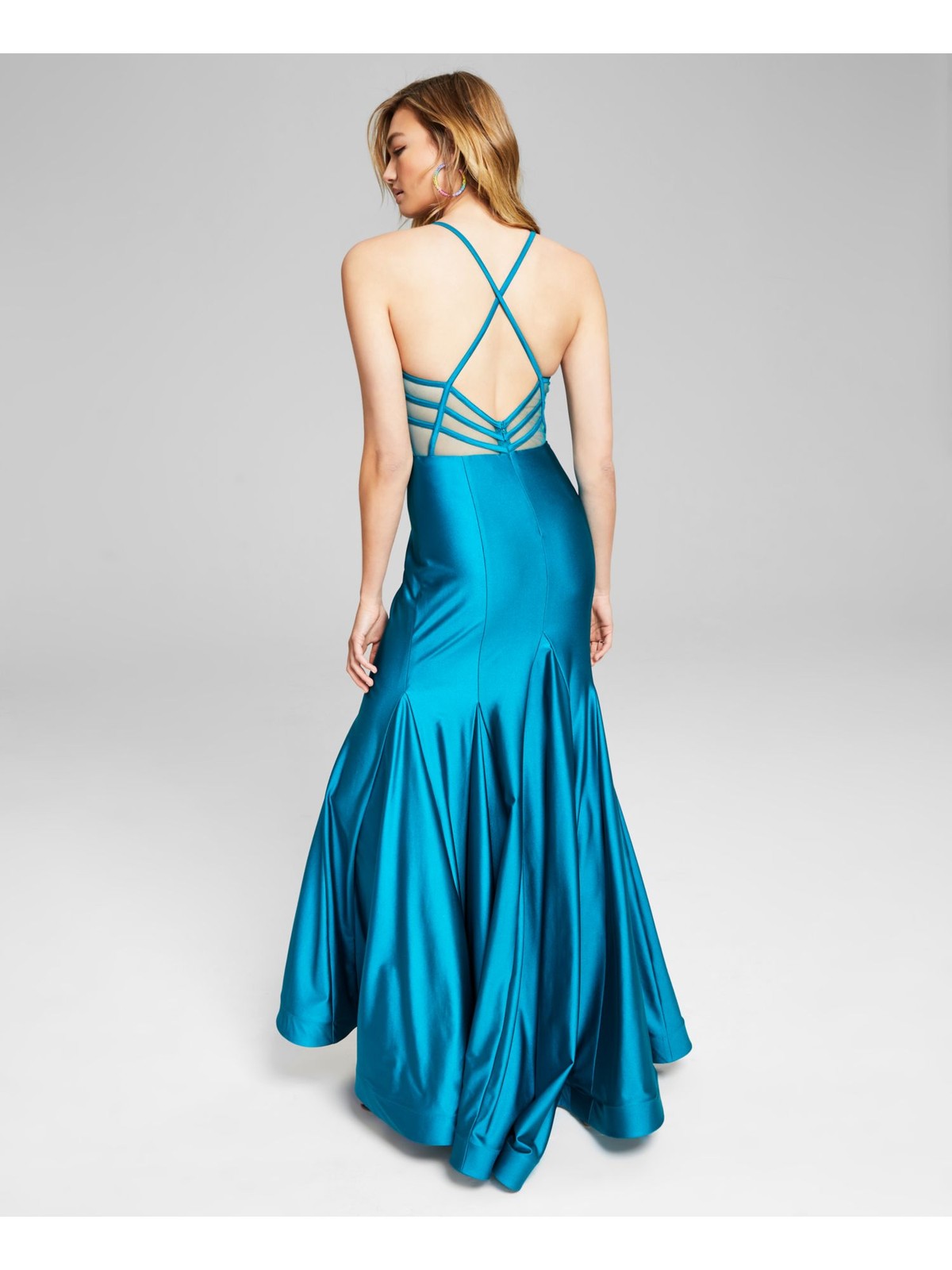 BLONDIE NITES Womens Spaghetti Strap Formal Gown Dress