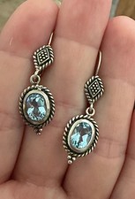 Vintage Sterling Silver Blue Stone Dangle Earrings