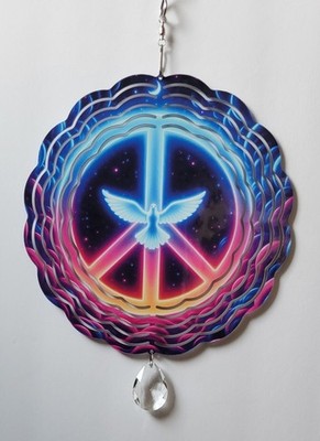 3D Metal Hanging Wind Spinners - Vibrant Circular Wave Design for Yard & Garden