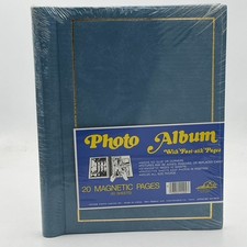Pioneer Vintage 1980s Photo Album 20 Magnetic Pages Denim Blue Faux Leather New
