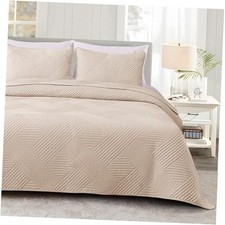 California King Quilt Set, Soft California King 104"x112" Brich Beige