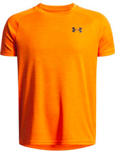 Under Armour Boys' Textured Short Sleeve T Shirt Highlighter Orange Youth Large