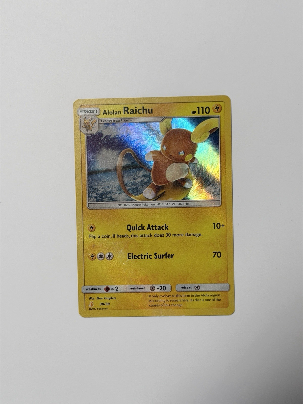Alolan Raichu 30/30 Holo Foil Promo Trainer Kit Sun and Moon Pokemon TCG