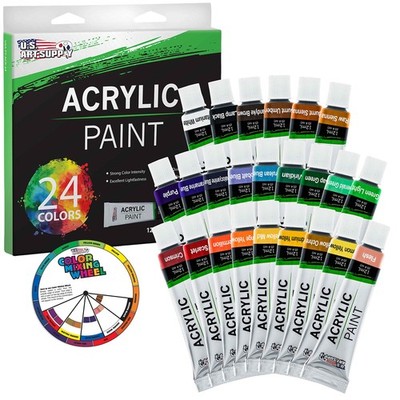 U.S. Art Supply 24 Color Professional 24 Count (Pack of 1), Acrylic Paint Set 