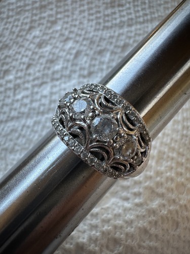 Tacori IV Epiphany Bloom Wide Sterling Silver CZ Diamonique Ring Size 7.75