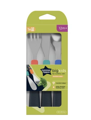 Tommee Tippee First Cutlery Set Stainless Steel Big Kids Toddler Child 3 Pice