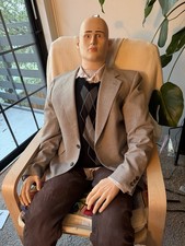 Men's Beige Notch Lapel Double-Vented Two-Button Blazer Inner Pockets