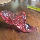 Vintage Fenton Art Glass Slipper.  Pink Cabbage Rose. 6 Inch. Cute Piece!!
