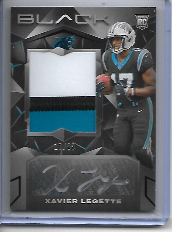 2024 Panini Black Xavier Legette #209 Auto Patch Card 17/99 3 COLOR RC PANTHERS