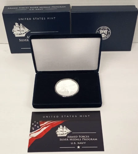 2021 U.S. Navy 2.5 oz Armed Forces Silver Medal .999 Fine OGP Box COA US Mint