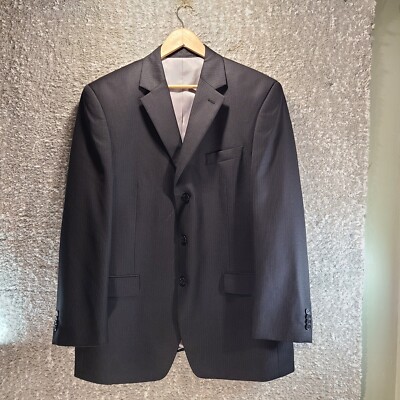 Michael Kors Mens Size 44R 100% Wool Black Pinstripe Suit Jacket Blazer  Lined
