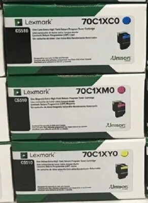 3 GENUINE LEXMARK XTRA HI-YLD TONER CARTRIDGES 701XC 701XY 701XM CS510 NO BLK