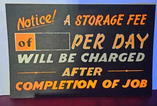 Vintage Automobile Auto Car Repair Garage Cardboard Window Sign Black Light Neon