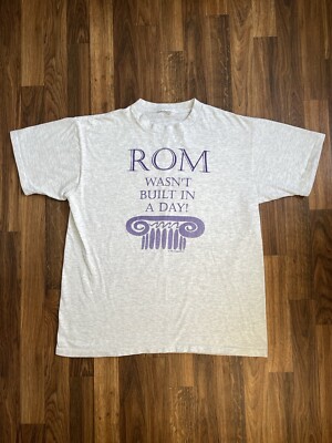 Vintage Shirt Large Grey 1994 Rom Wasn t Built In A Day Computer PC Tee Size 