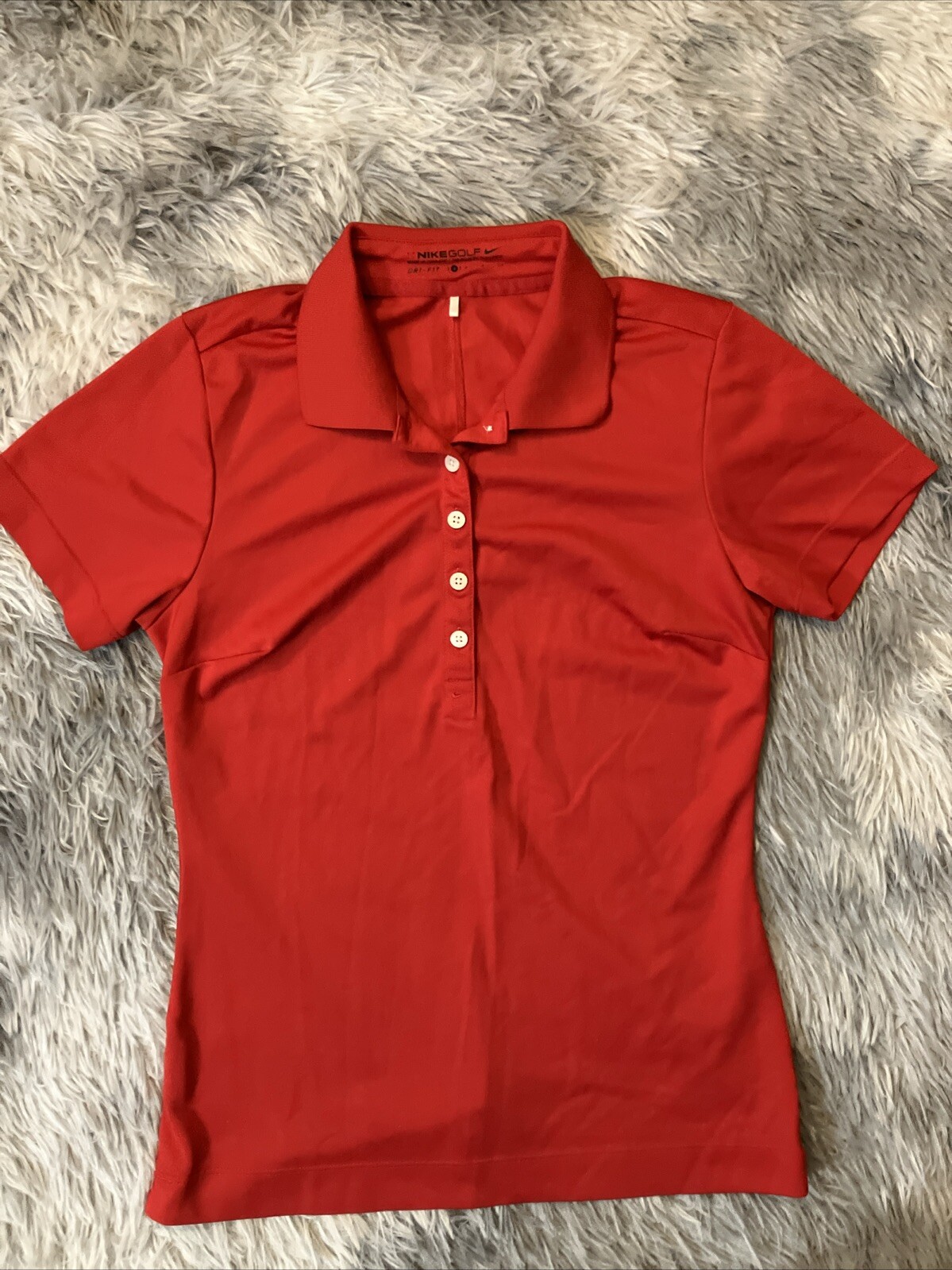 Nike Golf Dri-Fit Polo Shirt Women Size Small Short Sleeve Red