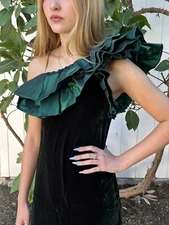 Vintage Victor Costa S One Shoulder Evening Gown Dress Velvet Taffeta Neiman