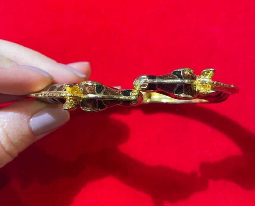 Kenneth Jay Lane Strass Rouge Girafe Cheval Zèbre Émail Bypass Bracelet DB6