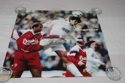 Large Poster Of Real Madrid Player Ivan Zamorano Signed Vintage