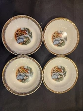 Set of 4 Vintage Cronin China Romantic Couple  Fruit/Dessert Bowls 5" Diameter